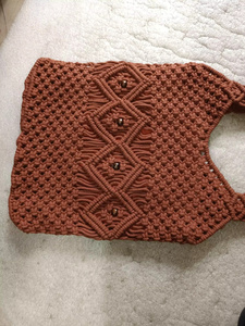 Sac bohème pour femme en macramé fait main, motif géométrique, fermeture éclair, bandoulière légère, marron, capacité jusqu'à 1L - Product Image 1
