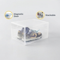 Boîte de rangement à chaussures Clemate améliorée, durable, peu encombrante, empilable, en plastique transparent avec porte avant transparente, organiseur de rangement