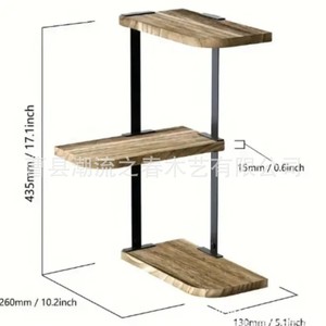 Cross-border wooden three-tier corner <b>shelf</b>, <b>wall</b>-<b>mounted</b> storage rack, bathroom toiletries rack, kitchen spice rack - Product Image 4