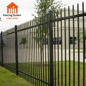 Grosir panel pagar besi logam dekoratif tabung persegi desain pagar besi tempa hitam pagar baja galvanis