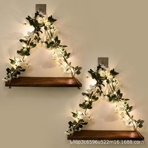 Nordic Style Triangular Wall <b>Shelf</b> With Led Lights And Vines Decorative For Living Room <b>Bedroom</b> - Product Image 5