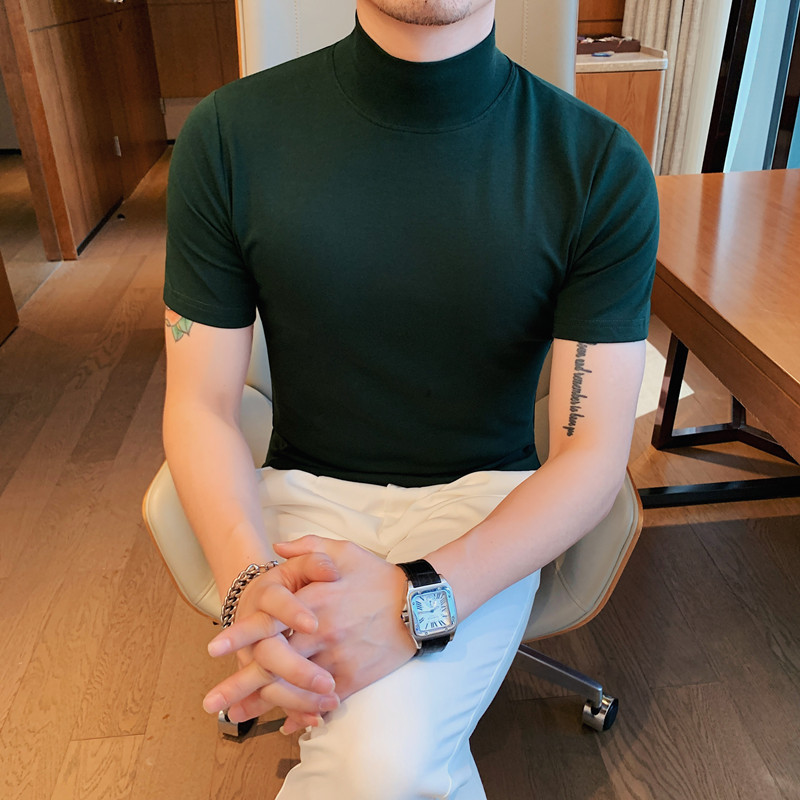 Dark green half-high collar