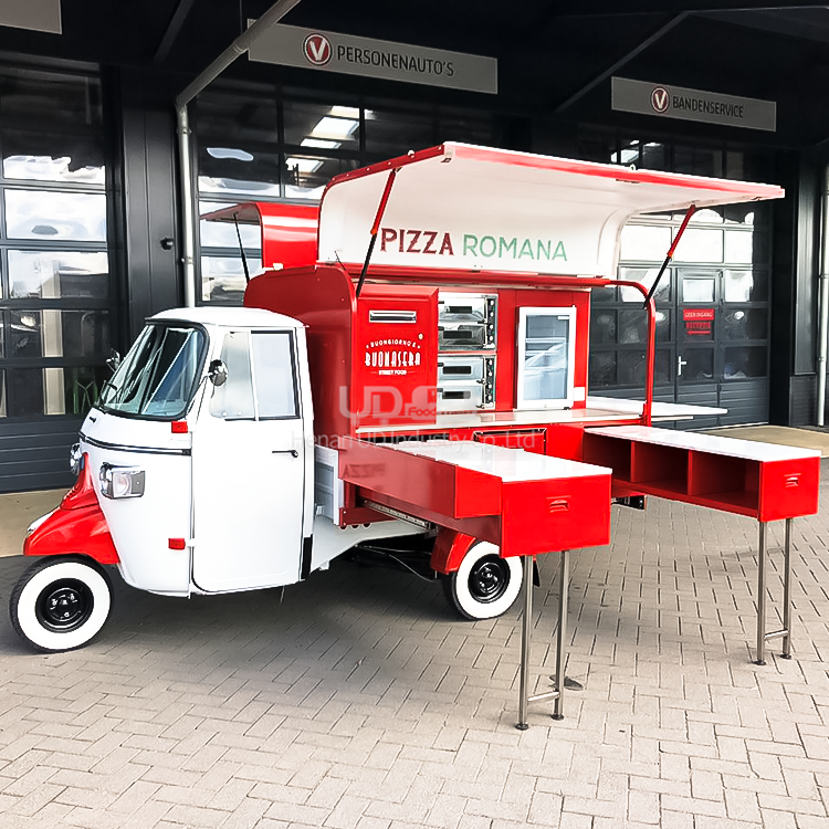 Petite cuisine mobile électrique Ape Tuk Tuk Fast Food Truck Hot Dog Cart Outdoor Ice Cream Kiosk Taco Pizza Truck