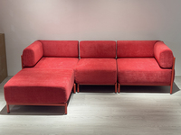 Canapé modulaire convertible en L OEM ODM, design sous vide compressé, pieds métalliques orange modernes, dépliage rapide, pour bureau et salon