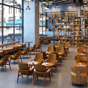 Ensemble de meubles en bois personnalisés pour cafés, restaurants, écoles : tables, chaises, banquettes en bois pour bars, espaces de loisirs et de négociation, Restaurant A - Product Image 1