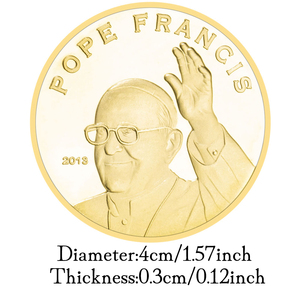 <span class=keywords><strong>Moneda</strong></span> Conmemorativa <span class=keywords><strong>del</strong></span> 266.º <span class=keywords><strong>Papa</strong></span> de la Iglesia Católica, <span class=keywords><strong>Papa</strong></span> Francisco, <span class=keywords><strong>Moneda</strong></span> de Recuerdo Bañada en Oro - Product Image 3