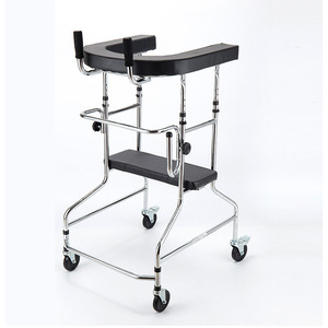 <b>Folding</b> <b>Walker</b> With Seat Four Legged Wheeled Mobility Aid For Elderly Stroke Rehabilitation Support - Product Image 1