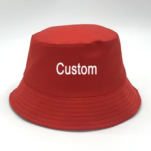 YKH Fashion Hochwertige leere Polyester Nylon Stoff benutzer definierte Logo Designer Red Bucket Hat Unisex Großhandel