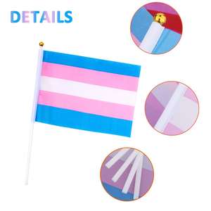 Venta caliente 100% poliéster LGBT lesbiana transgénero Bisexual mano bandera Arco Iris Gay orgullo mano bandera - Product Image 2