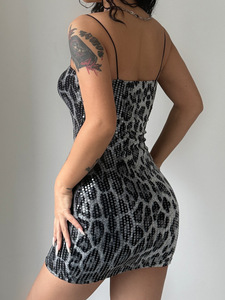 Leopard Print <strong>Sexy</strong> <strong>Dress</strong> Women <strong>Sequins</strong> Hipster <strong>Summer</strong> Fashion Skinny Elastic Skinny Midnight Party Clubwear - Product Image 4