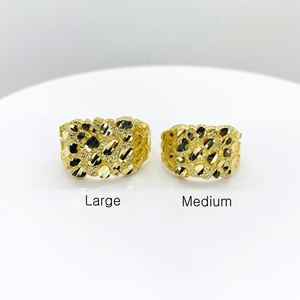 Anello Classico da Uomo a Pepita Quadrata in Ottone Placcato Oro 14K - Gioielli di <span class=keywords><strong>Moda</strong></span> - Product Image 4