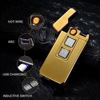 Briquet électrique à double arc plasma avec indicateur de puissance et lecteur d'empreintes digitales, rechargeable par USB