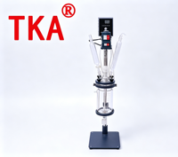 Reactor de Vidrio de Doble Capa TKA 2L de Borosilicato 3.3 con Agitación Mecánica, Rueda Universal Automática, 110V/220V para Laboratorio