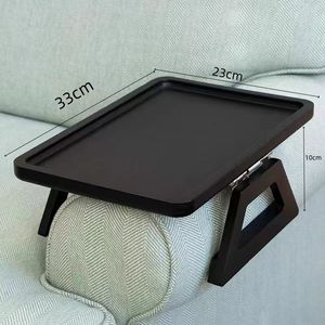 Bamboo Armrest Tray Folding Table With <b>Tablet</b> <b>Stand</b> <b>For</b> Sofa Breakfast Snack Serving Plate Square Shape Center Position - Product Image 3