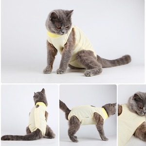 Traje de esterilización para mascotas, chaleco de algodón piqué transpirable para gatos y perros, cuidado postoperatorio, protección contra lamidas - Product Image 2