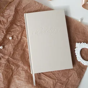 Custom Print Design Hardcover A5 Fabric Linen Recording Wedding Journal Notebook For Wedding Gift