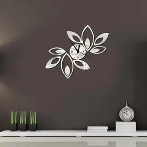 <strong>DIY</strong> Acrylic Mirror Wall <strong>Clock</strong> Flower Floral Needle Quartz <strong>Clock</strong> for Room Wall Decor Mirror Sticker Home Decor - Product Image 3