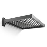 Pergola motorisée à toit à lamelles, fixation murale, cadre en aluminium, support robuste, boulons hexagonaux, ancrage béton, durable
