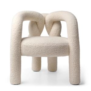 Sillón de Diseño Contemporáneo con Estructura de Hierro y Tapicería de Tela Teddy con Nudos, para Hogar, Oficina y Apartamento - Product Image 1