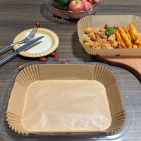 Papier de cuisson rectangulaire naturel anti-graisse pour friteuses à air, idéal pour les restaurants de restauration rapide