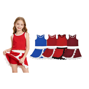 Conjunto de Ropa Deportiva para Bebés Niñas, Chaleco sin Mangas con Diseño de Conchas y Falda Corta para Yoga - Product Image 1
