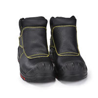 Bottes de sécurité montantes en cuir pour le soudage, avec embout en acier anti-écrasement, résistantes aux flammes, avec coutures et couvercles ignifuges