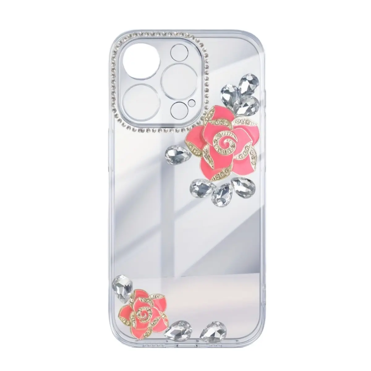 Hot sale Suitable for Apple 14 Plus phone case 15 Pro 13 Pro diamond inlaid camellia phone case