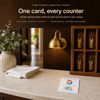 Carte de visite NFC personnalisée avec logo, plaque en acrylique sur support de table pour menu de restaurant et affichage des commentaires clients