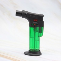 Briquet torche à jet de butane coupe-vent rechargeable, en plastique et métal, avec flamme colorée fantaisie, pour cuisine et barbecue, usage tabac, vente en gros, économique, en boîte
