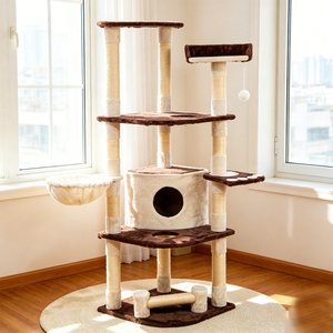 Arbre à <span class=keywords><strong>chat</strong></span> en bois de luxe moderne, design personnalisé, nouveau style, avec <span class=keywords><strong>griffoir</strong></span> et maisonnette, vente en gros à prix abordable - Product Image 1