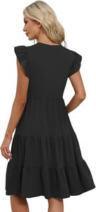 <span class=keywords><strong>Abiti</strong></span> Estivi da Donna 2026 <span class=keywords><strong>Eleganti</strong></span> Casual <span class=keywords><strong>Taglie</strong></span> Forti Primaverili Midi Moda Tinta Unita Antistatici con Vita Impero e Maniche a Volant - Product Image 4