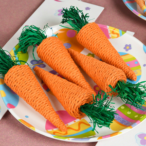 Children's DIY Straw+Fabric Carrot Pendant for Christmas <b>Halloween</b> Easter Festive Scene Party <b>Decorations</b>-Hatty Brand - Product Image 3