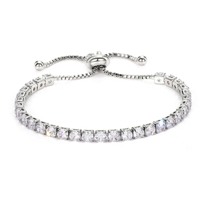 CAOSHI 4mm Round Square 5A Zircon Single Row Women <strong>Bracelets</strong> <strong>Silver</strong> Gold Plated <strong>Adjustable</strong> Zirconia Diamond CZ Tennis <strong>Bracelets</strong> - Product Image 2