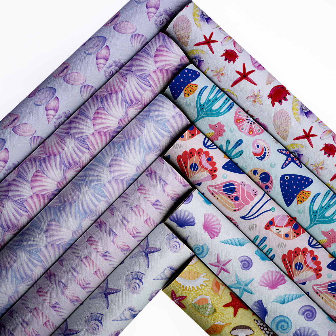 136 Cm *30 Cm Professional Custom Colorful Shells Fabric Faux Synthetic Leather For Handbags