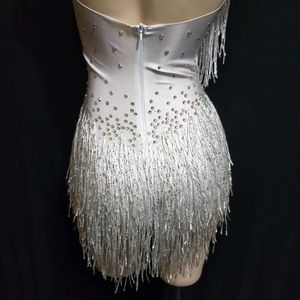Strass brillants franges justaucorps strip-teaseuse pôle danse porter Showgirl scène Performance Costume femmes pom-pom girls Club <span class=keywords><strong>combishort</strong></span> - Product Image 5