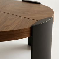 Ensemble de tables basses rondes modernes en bois de noyer, design modulable avec rangement pour salon