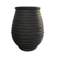 Pot de fleurs en fibre de verre côtelée noir et blanc, grand pot de jardin pour arbres et fleurs, décoration intérieure et extérieure, conteneur pour plantes