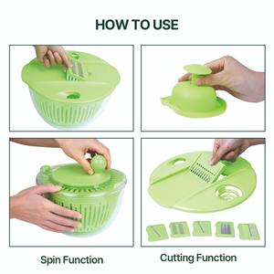 Secador y <span class=keywords><strong>Rallador</strong></span> Multifuncional Grande para Verduras, Frutas y <span class=keywords><strong>Lechuga</strong></span> con Cortador <span class=keywords><strong>de</strong></span> 5 Cuchillas y Centrifugador <span class=keywords><strong>de</strong></span> Ensaladas - Product Image 4