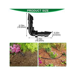 Connecteur capillaire coudé barbelé 47 pièces noir PP pour système d'irrigation goutte à goutte, accessoires de raccordement de tuyaux d'eau - Product Image 3