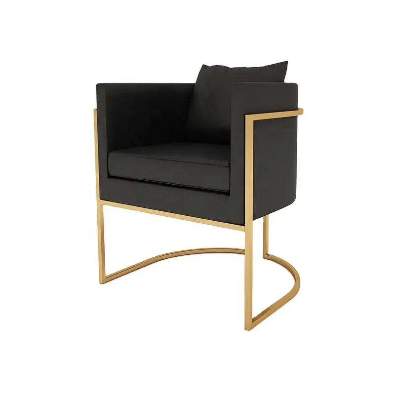 Mid Century Modern Furniture Polster aus gebürstetem Edelstahl Restaurant Julius Dining Black Velvet Chair Gold