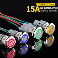 Interrupteur de verrouillage momentané, bouton-poussoir en métal, étanche Ip67, universel, 12mm, 16mm, 19mm, 22mm, 25mm, 30mm