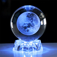 Boule de cristal personnalisée avec carte du monde gravée en 3D, base lumineuse LED bleue, globe sphérique en verre K9 pour souvenir, cadeau, décoration de la maison