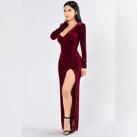 Vestido ajustado de manga larga con abertura alta, estilo europeo y americano, para mujer, recién llegado.