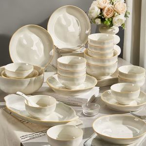 Customized Professional White Porcelain Classic Nordic Dinnerware Sets-Oven <b>Freezer</b> Safe Portable Eco-Friendly Tableware - Product Image 2