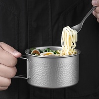 Bol pliant en titane pur à 99,9 %, boîte à lunch ultralégère, portable, pour le camping en plein air, vaisselle minimaliste