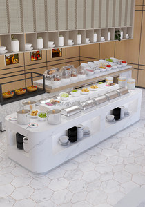 Mostrador de Servicio Buffet Moderno de Mármol para Hoteles, Estación Comercial de Exhibición de Alimentos para Restaurantes y Cafeterías - Product Image 3