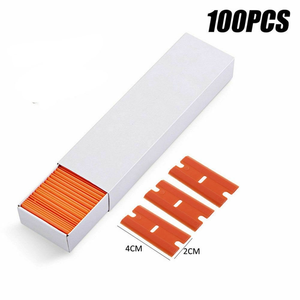 Paquete de 100 Cuchillas de Plástico de Doble Filo de 1.5 Pulgadas <span class=keywords><strong>para</strong></span> Tintado de Automóviles, Vinilo Adhesivo, Etiquetas, Herramienta <span class=keywords><strong>para</strong></span> Remover Pegamento 2026 - Product Image 1