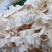 0606/1.5/1.8cm Coton Tissé Uni à Volants Élastique pour DIY Vêtements, Poignets, Colliers, Bandeaux, Accessoires de Poupée, Dentelle Élastique