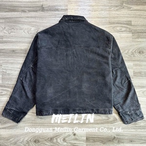 Custom High Quality Blank Acid Wash <b>Zip</b> <b>up</b> <b>Jackets</b> Distress Vintage Duck Canvas Work <b>Jackets</b> Men - Product Image 2