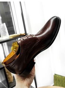 High Quality Men's VALENTINA Leather Lace-up Square Toe Lightweight Breathable Anti-Slip Shoes <b>Head</b> Carved Business <b>Style</b> Office - Product Image 6